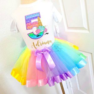 Unicorn Birthday Shirt and Tutu, Unicorn Shirt for Girls, Flower Unicorn Shirt,